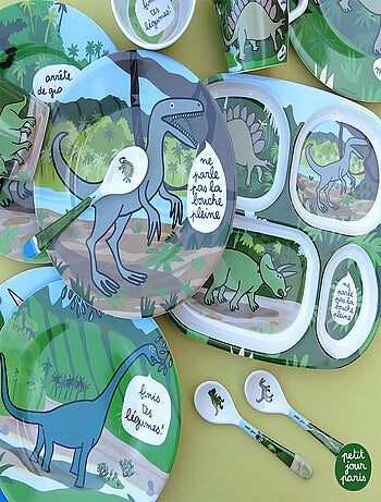 Assiette plateau à compartiments dinosaures