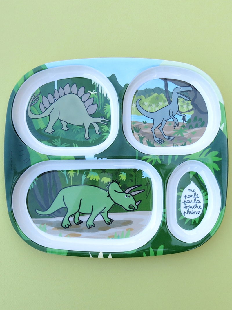 Assiette plateau à compartiments dinosaures Vert - Kiabi
