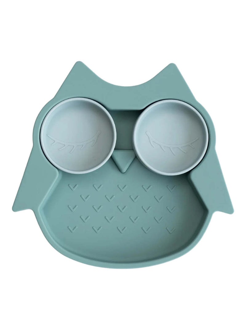 Assiette Tidy Tot à ventouse en silicone - Chouette Vert - Kiabi