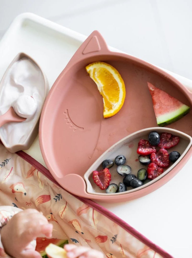 Assiette Tidy Tot à ventouse en silicone - Renard Abricot - Kiabi