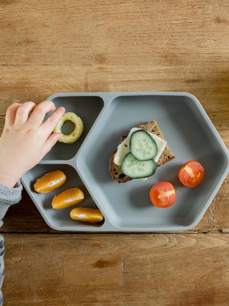 Assiette ventouse carré en silicone Gris - Kiabi