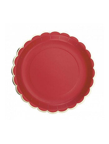 Assiettes Festonnees 23cm Rouges et or
