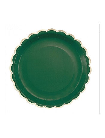 Assiettes Festonnees 23cm Vert Jungle et or