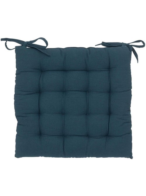 Assise de chaise matelassée coton 38 x 38 cm bleu - Kiabi
