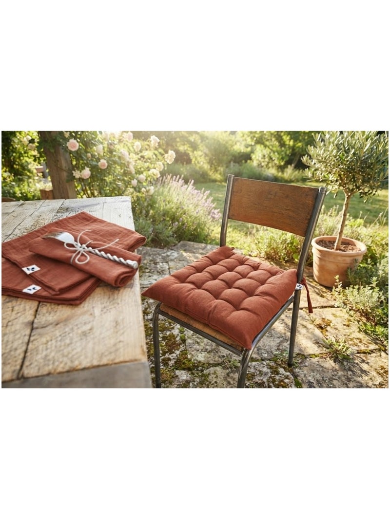 Assise de chaise matelassée en coton Kalas Terracotta - Kiabi