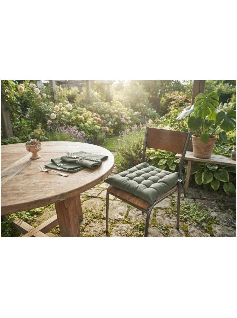 Assise de chaise matelassée en coton Kalas Vert romarin - Kiabi