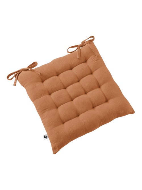 Assise matelassée 16 Points GAIA 40 x 40 cm  Gaze de Coton Unie Abricot - Kiabi
