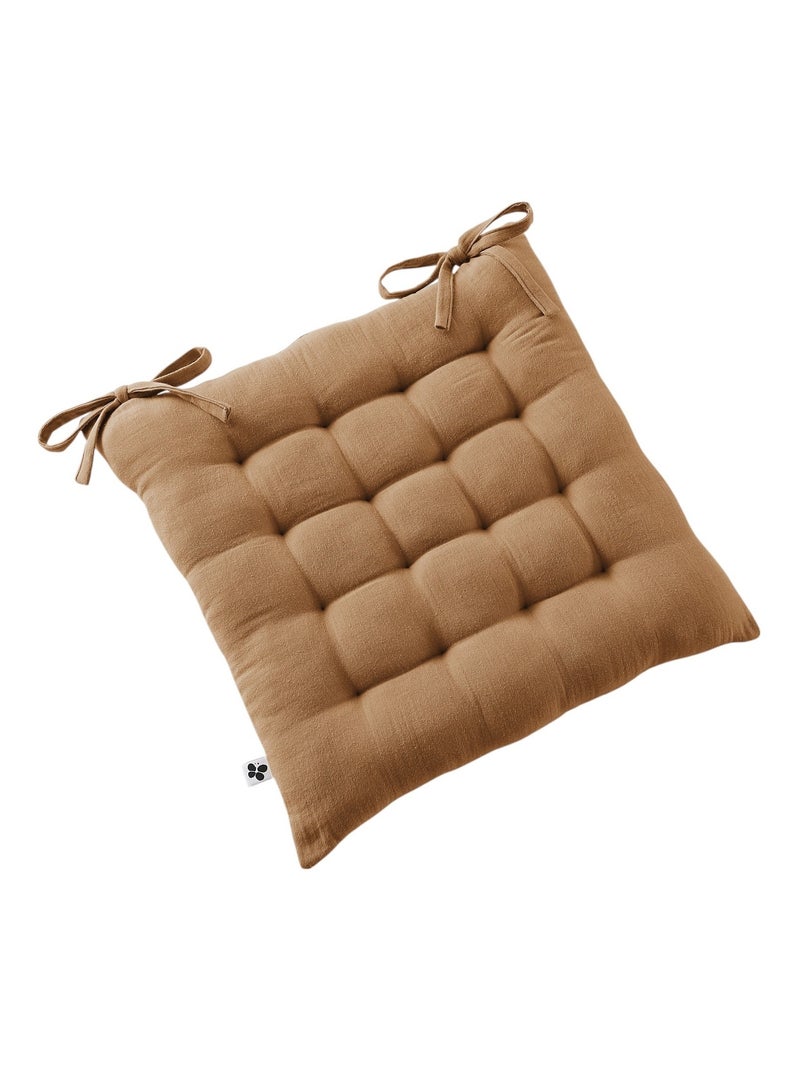 Assise matelassée 16 Points GAIA 40 x 40 cm  Gaze de Coton Unie camel Camel - Kiabi