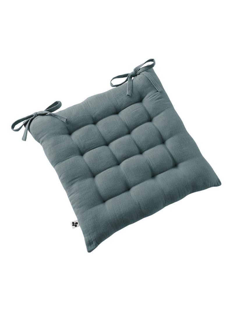 Assise matelassée 16 Points GAIA 40 x 40 cm  Gaze de Coton Unie canard Bleu canard - Kiabi