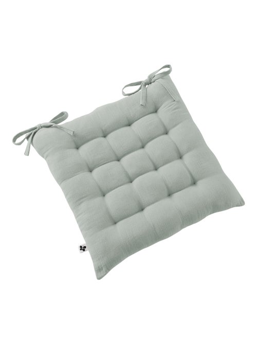 Assise matelassée 16 Points GAIA 40 x 40 cm  Gaze de Coton Unie eucalyptus - Kiabi