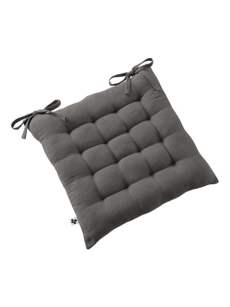 Assise matelassée 16 Points GAIA 40 x 40 cm  Gaze de Coton Unie granit Gris foncé - Kiabi
