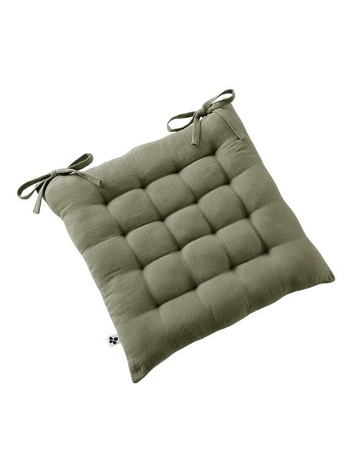 Assise matelassée 16 Points GAIA 40 x 40 cm  Gaze de Coton Unie kaki - Kiabi