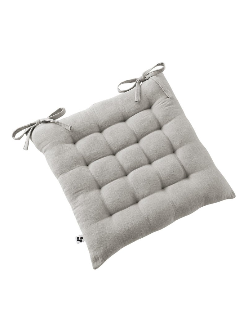Assise matelassée 16 Points GAIA 40 x 40 cm  Gaze de Coton Unie nuage Gris clair - Kiabi