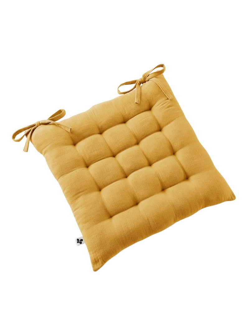 Assise matelassée 16 Points GAIA 40 x 40 cm  Gaze de Coton Unie safran Jaune - Kiabi