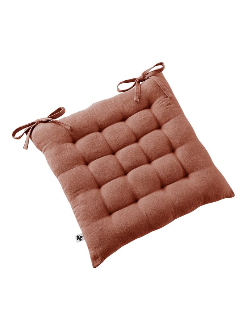 Assise matelassée 16 Points GAIA 40 x 40 cm  Gaze de Coton Unie terracotta Marron - Kiabi