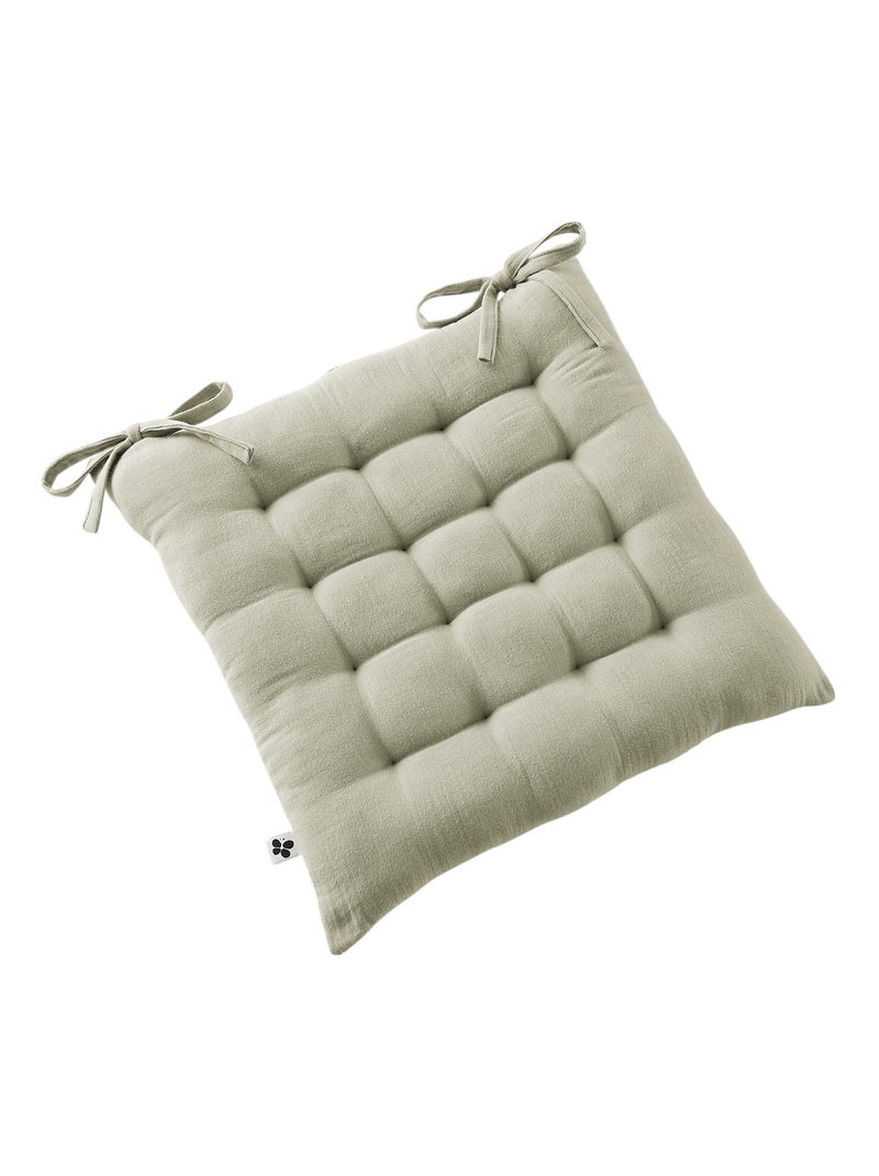 Assise matelassée 16 Points GAIA 40 x 40 cm  Gaze de Coton Unie vert d eau Vert d'eau - Kiabi