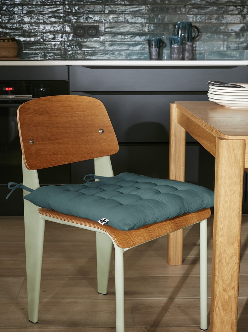 Assise matelassée 16 Points GAIA  Gaze de Coton Unie Bleu canard - Kiabi