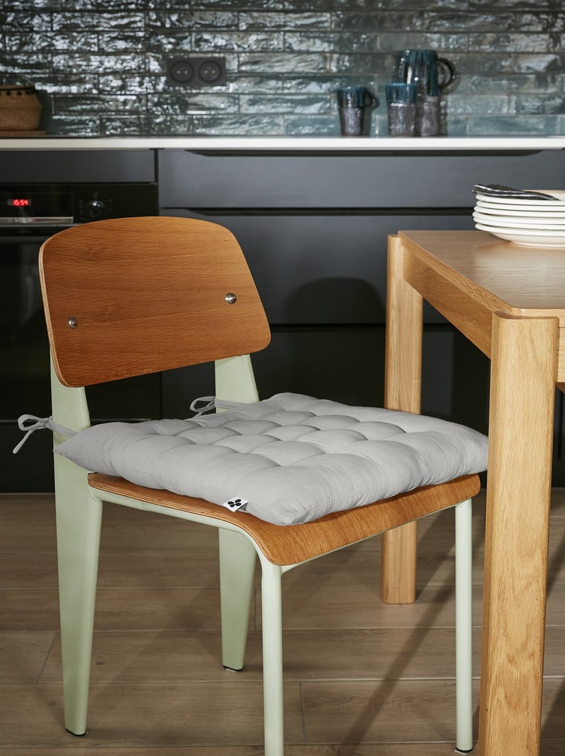 Assise matelassée 16 Points GAIA  Gaze de Coton Unie Gris clair - Kiabi