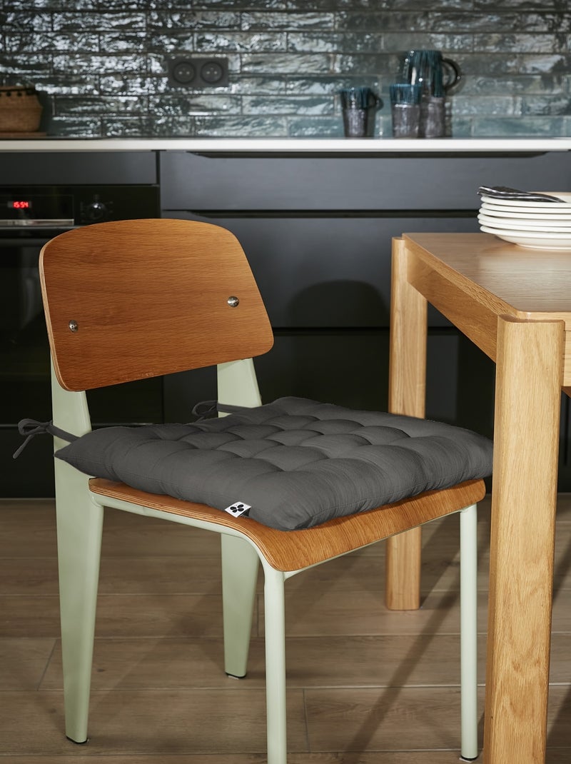 Assise matelassée 16 Points GAIA  Gaze de Coton Unie Gris foncé - Kiabi