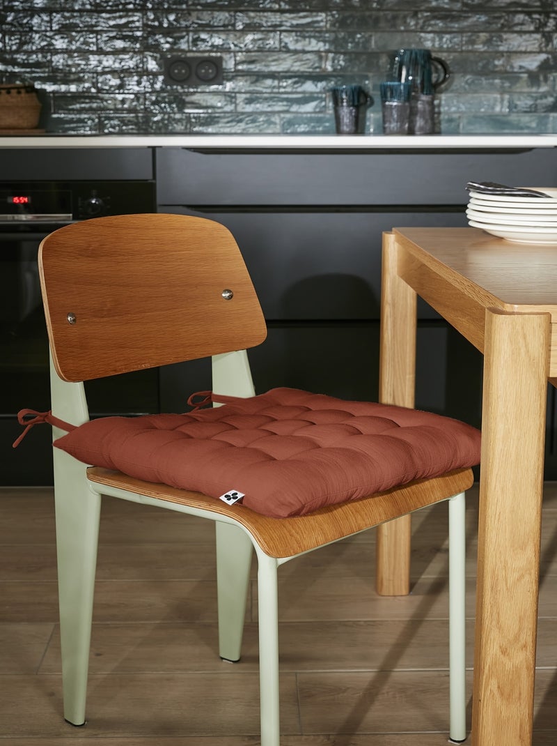 Assise matelassée 16 Points GAIA  Gaze de Coton Unie Marron - Kiabi