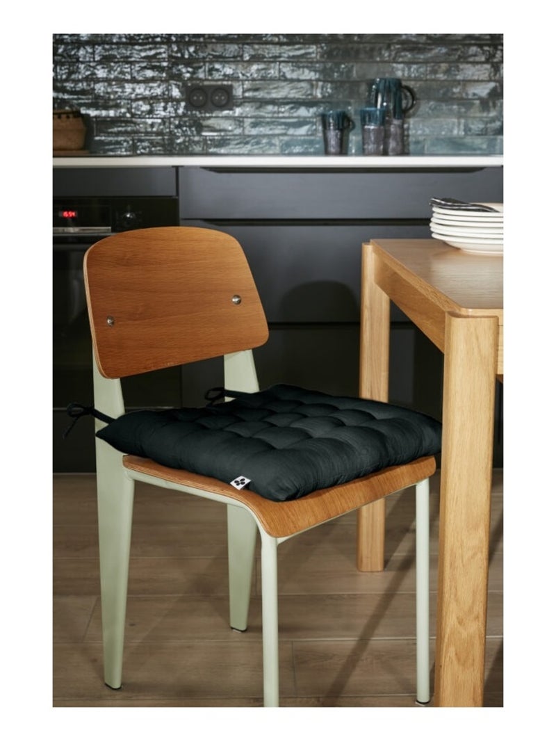 Assise matelassée 16 Points GAIA  Gaze de Coton Unie Vert sapin - Kiabi