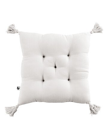 Assise matelassée 5 points avec pompons gaze de coton