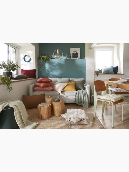 Assise matelassée 5 points avec pompons gaze de coton - Kiabi