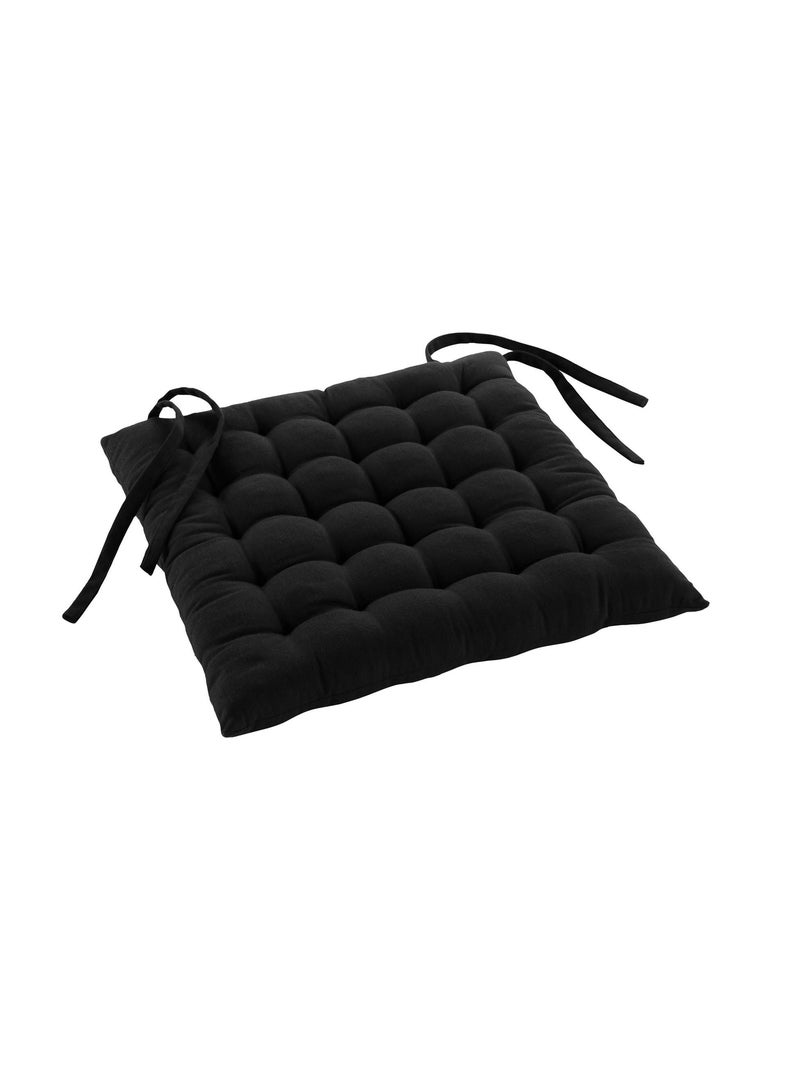 Assise matelassée en coton et polyester recyclé Noir - Kiabi