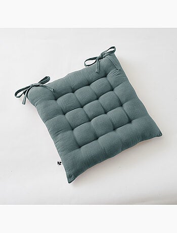 Assise matelassée 5 points avec pompons gaze de coton