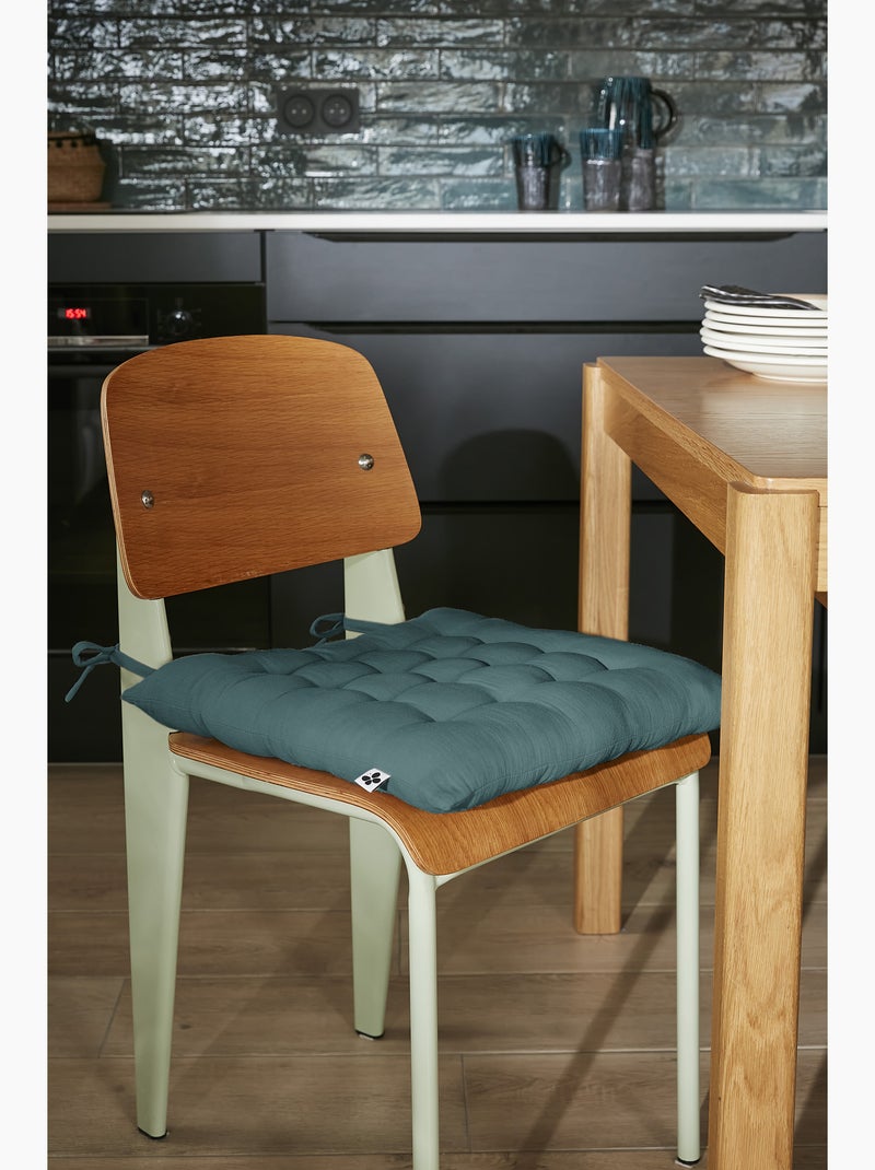 Assise Matelassée – Gaze de Coton GAÏA – Matelassage 16 Points Bleu canard - Kiabi
