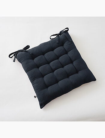 Assise matelassée 5 points avec pompons gaze de coton
