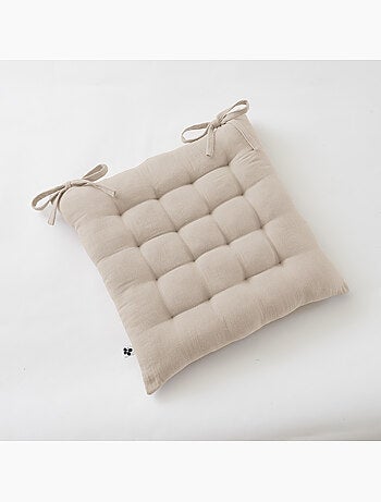 Assise matelassée 5 points avec pompons gaze de coton