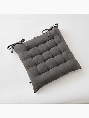 Assise matelassée 5 points avec pompons gaze de coton