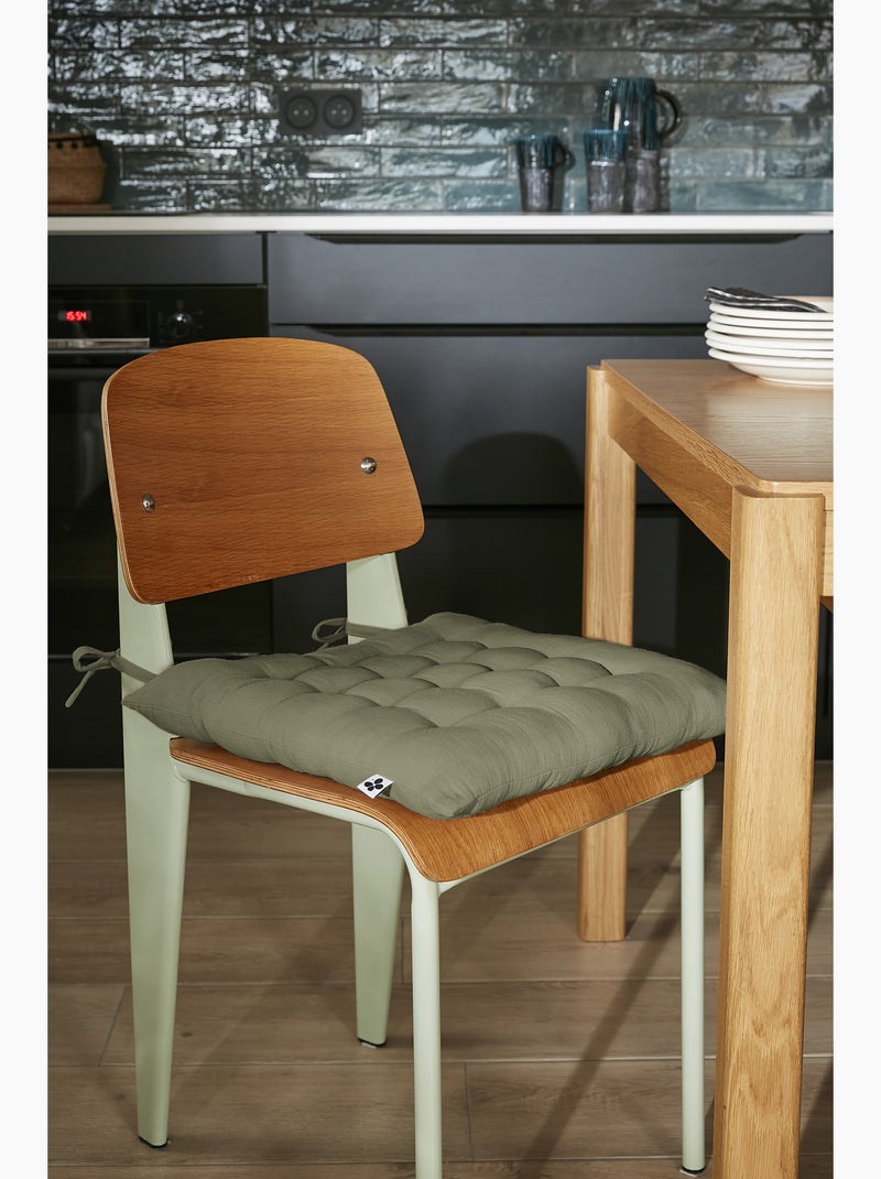 Assise Matelassée – Gaze de Coton GAÏA – Matelassage 16 Points Kaki - Kiabi