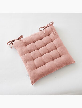 Assise matelassée 5 points avec pompons gaze de coton