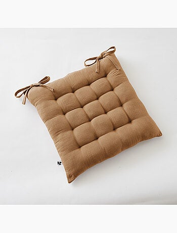 Assise matelassée 5 points avec pompons gaze de coton