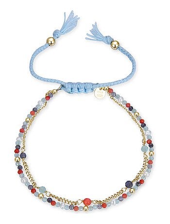 Asvorg Bracelet en argent 925 et quartz hydrothermal vert pastel avec finition en or jaune 18 carats