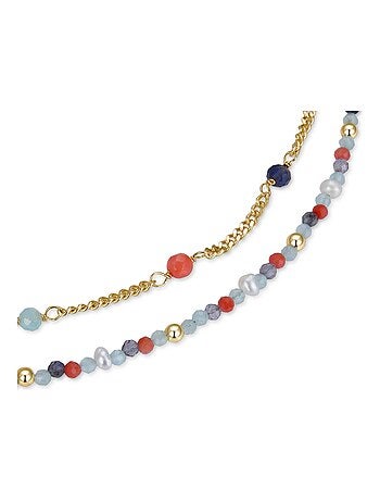 Asvorg Bracelet en argent 925 et quartz hydrothermal vert pastel avec finition en or jaune 18 carats