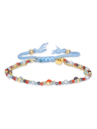 Asvorg Bracelet en argent 925 et quartz hydrothermal vert pastel avec finition en or jaune 18 carats