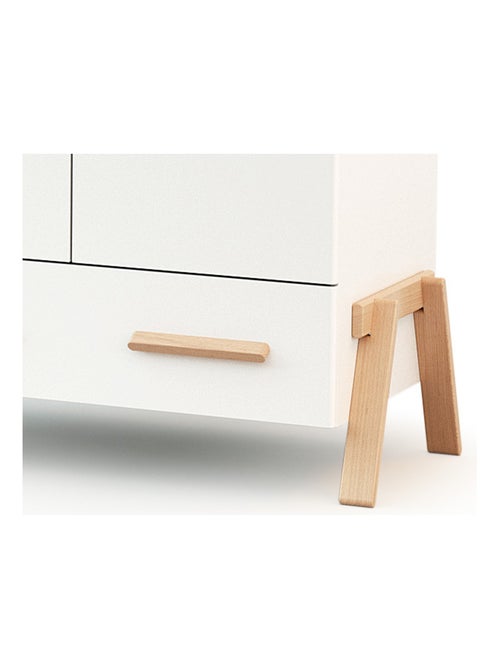 AT4 - Armoire enfant 2 portes en bois CANAILLE Blanc et Hêtre 108 x 53 x176 cm - Kiabi