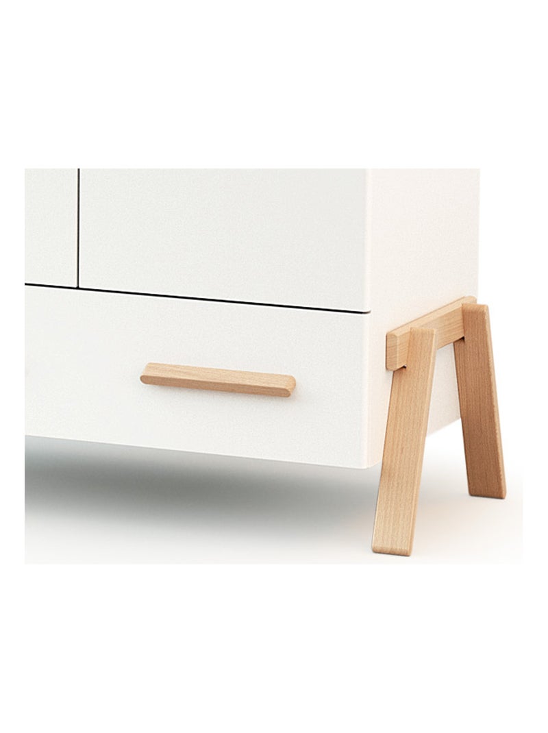 AT4 - Armoire enfant 2 portes en bois CANAILLE Blanc et Hêtre 108 x 53 x176 cm Blanc Marron - Kiabi