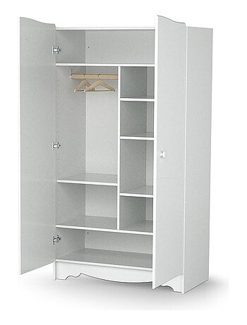 AT4 - Armoire enfant 2 portes en bois MARELLE Blanc 96 x 51 x 176 cm