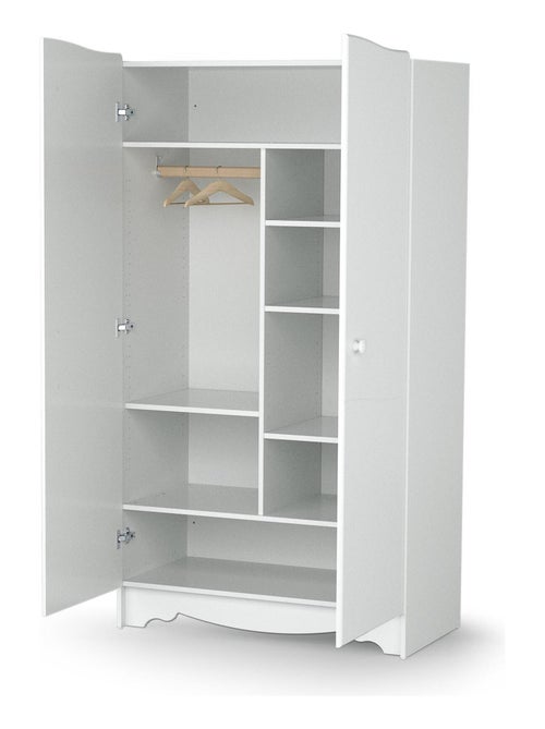 AT4 - Armoire enfant 2 portes en bois MARELLE Blanc 96 x 51 x 176 cm - Kiabi