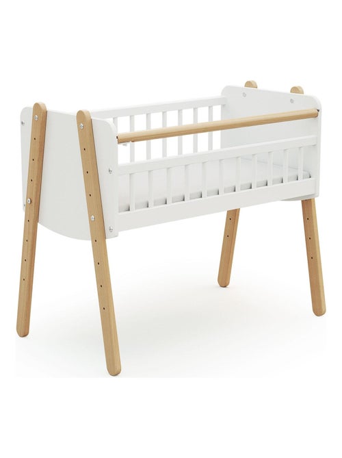 AT4 - Berceau cododo en bois PIRATE Blanc et Hêtre Verni 40 x 80 cm - Kiabi AT4 - Berceau cododo en bois PIRATE Blanc et Hêtre Verni 40 x 80 cm - Kiabi