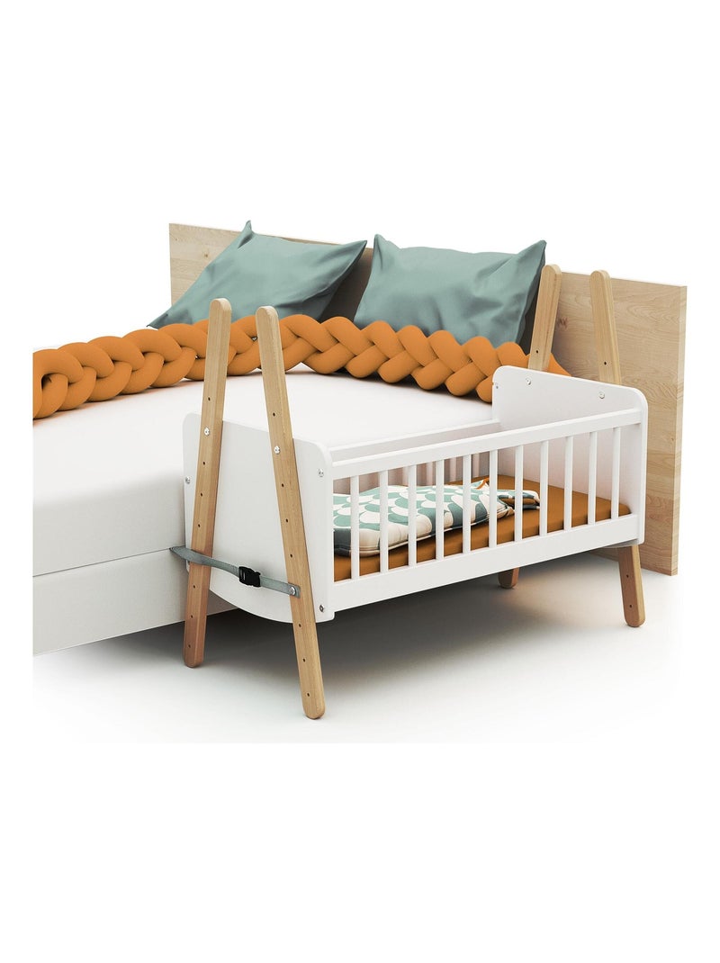 AT4 - Berceau cododo en bois PIRATE Blanc et Hêtre Verni 40 x 80 cm Beige/Blanc - Kiabi