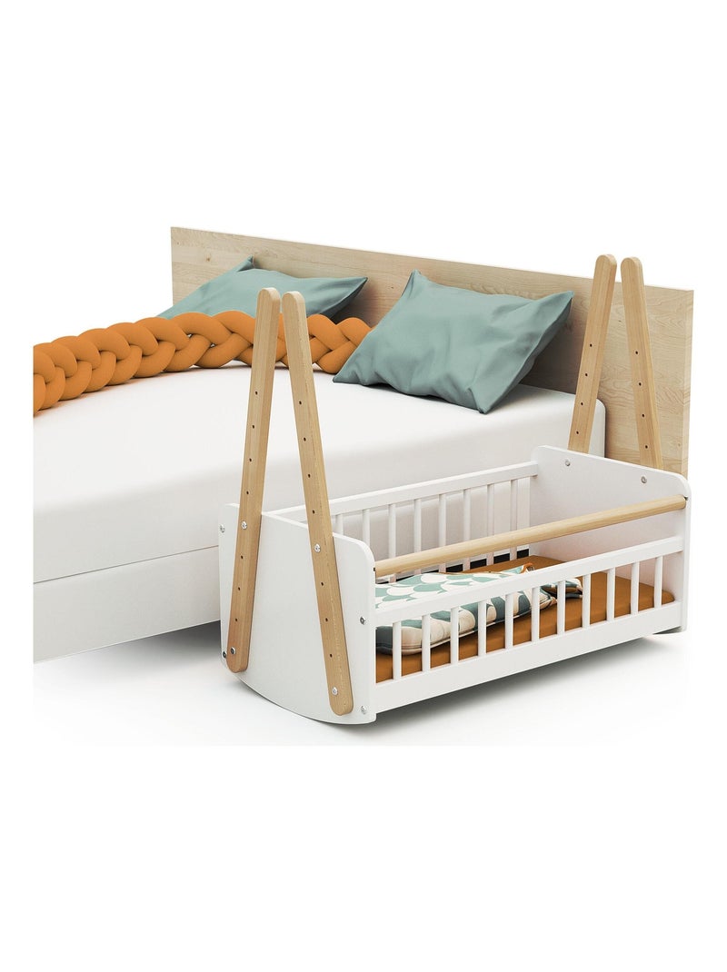 AT4 - Berceau cododo en bois PIRATE Blanc et Hêtre Verni 40 x 80 cm Beige/Blanc - Kiabi