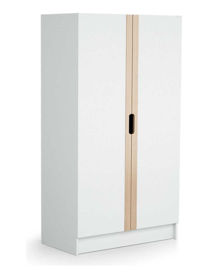 AT4 - Chambre bébé lit, commode à langer et armoire Blanc et Hêtre Verni Beige/Blanc - Kiabi