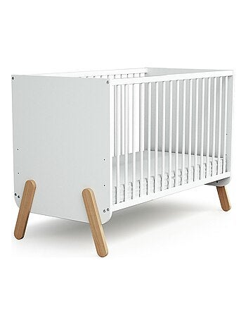 AT4 - Chambre bébé lit, meuble à langer et armoire PIRATE Blanc et Hêtre Verni