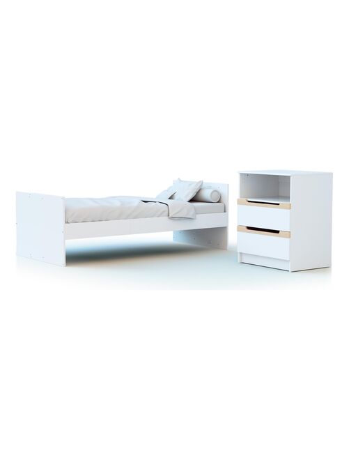 AT4 -  Combiné lit bébé évolutif Carrousel en bois Blanc et Hêtre 60 x 120 cm - Kiabi