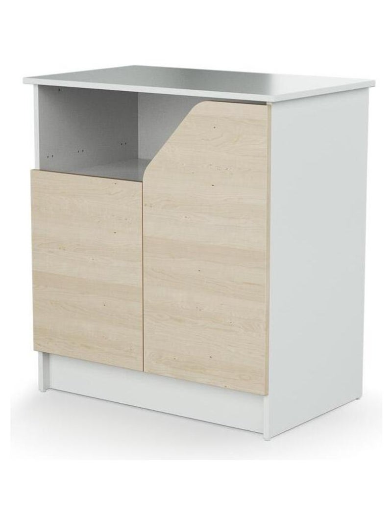 AT4 -  Commode à langer 2 portes, 1 niche CARNAVAL en bois Blanc Beige - Kiabi